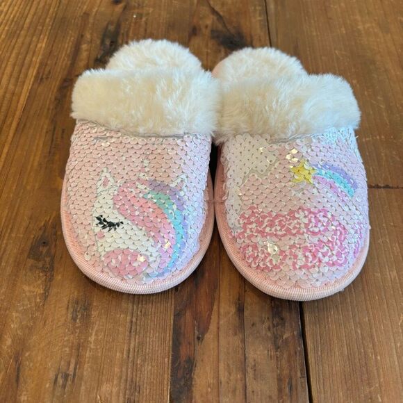 Unicorn Sequin GirlsSlippers Size Small 10-11 - Picture 2 of 13